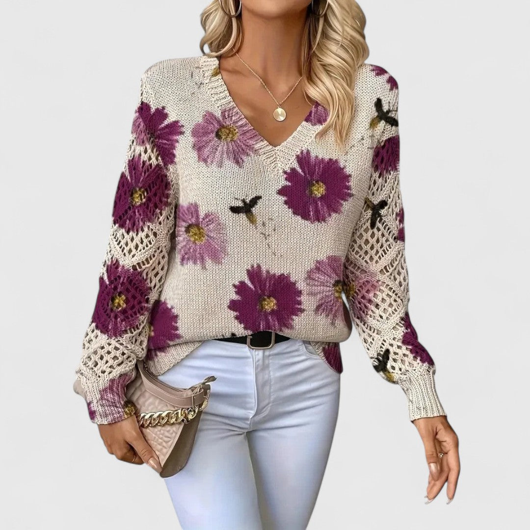 Ivy - Elegant sweater with floral pattern