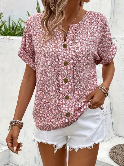 Tressa – Button-Front Floral Blouse