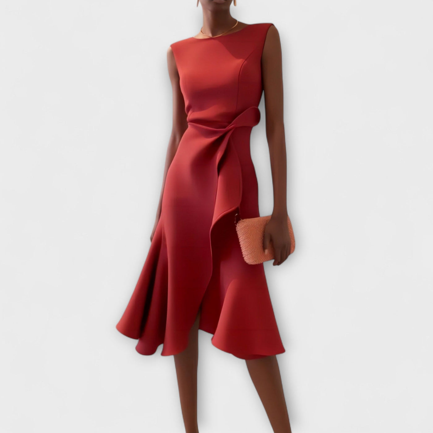 Hallie – Draped Asymmetric Midi Dress