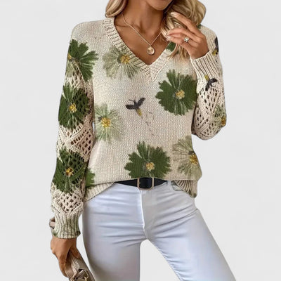 Ivy - Elegant sweater with floral pattern