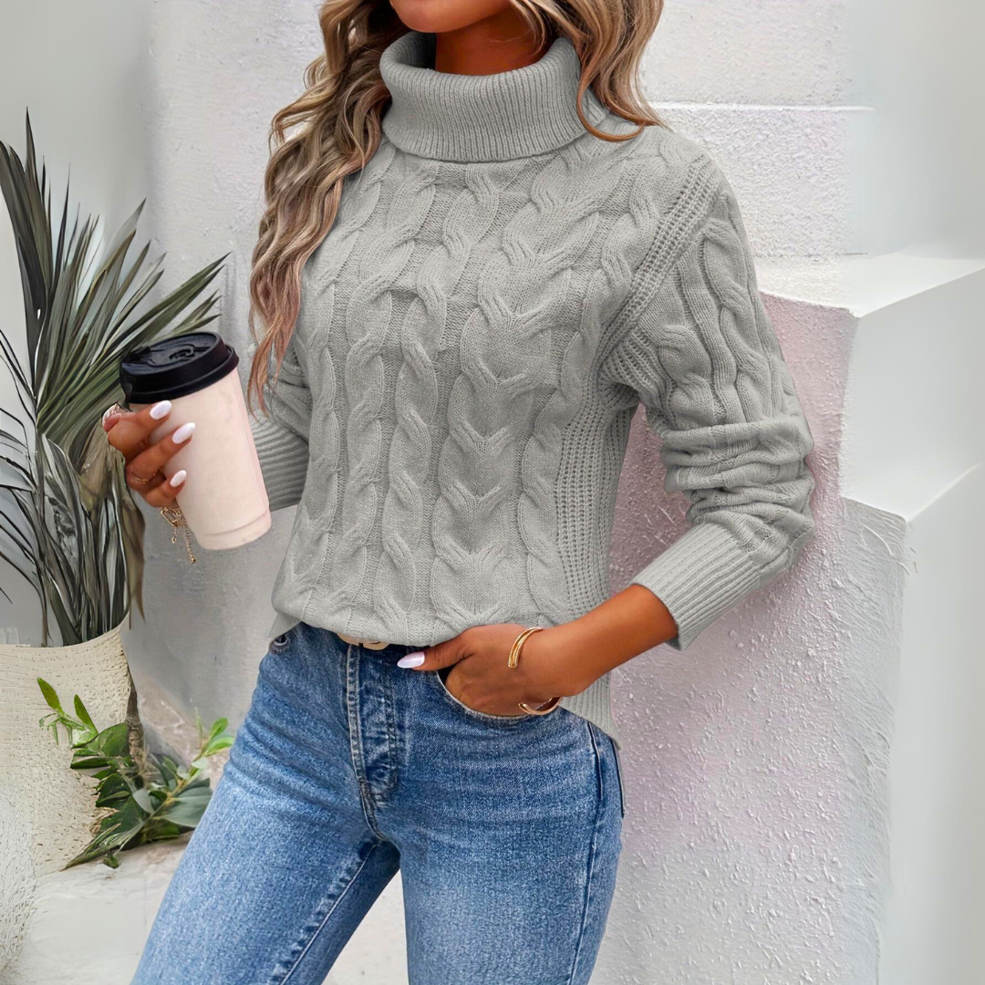 Janet | Cable Knit Roll Neck Jumper