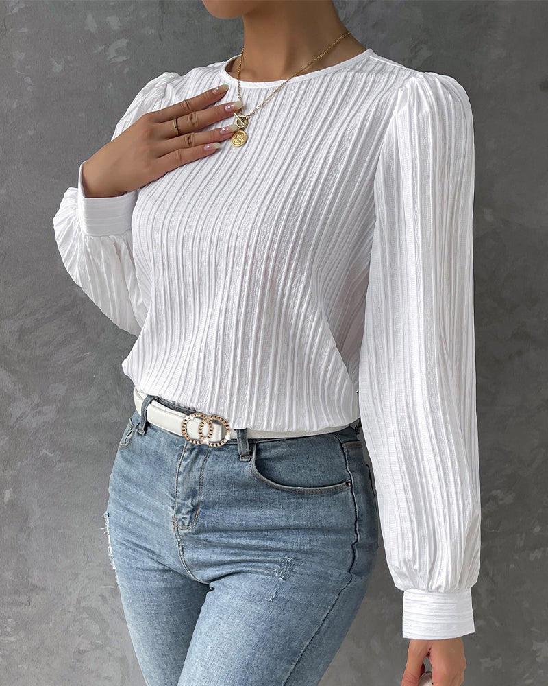 Edith – Textured Long Sleeve Blouse