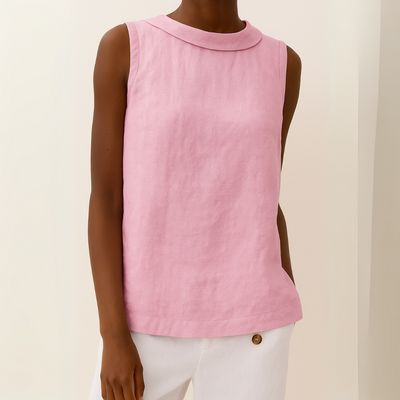 Ava – Sleeveless Roll Collar Top