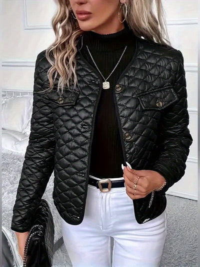Jenna - Long Sleeve Lapel Detail Quilted Coat