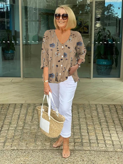 Lualhati – Button-Up Floral Blouse