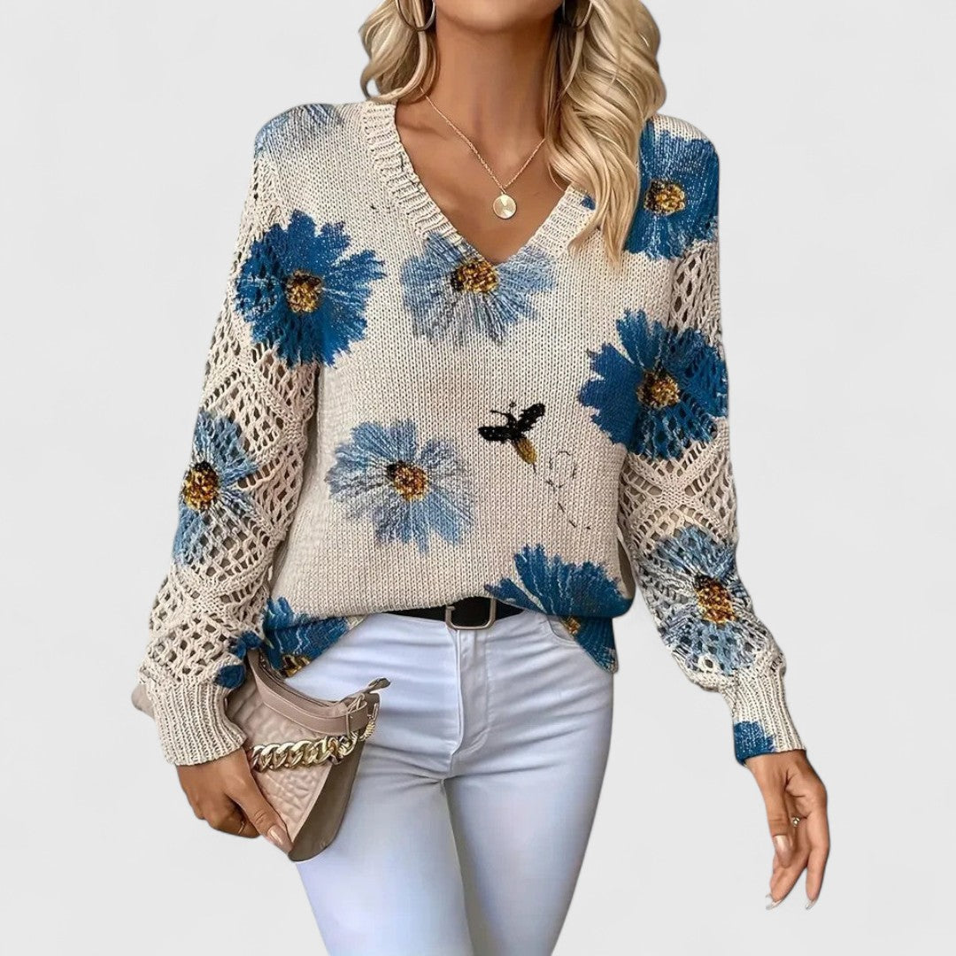 Ivy - Elegant sweater with floral pattern