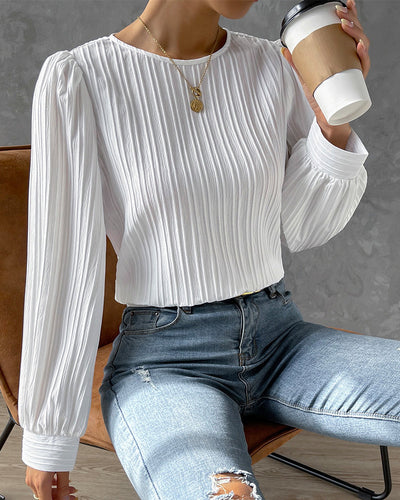 Edith – Textured Long Sleeve Blouse