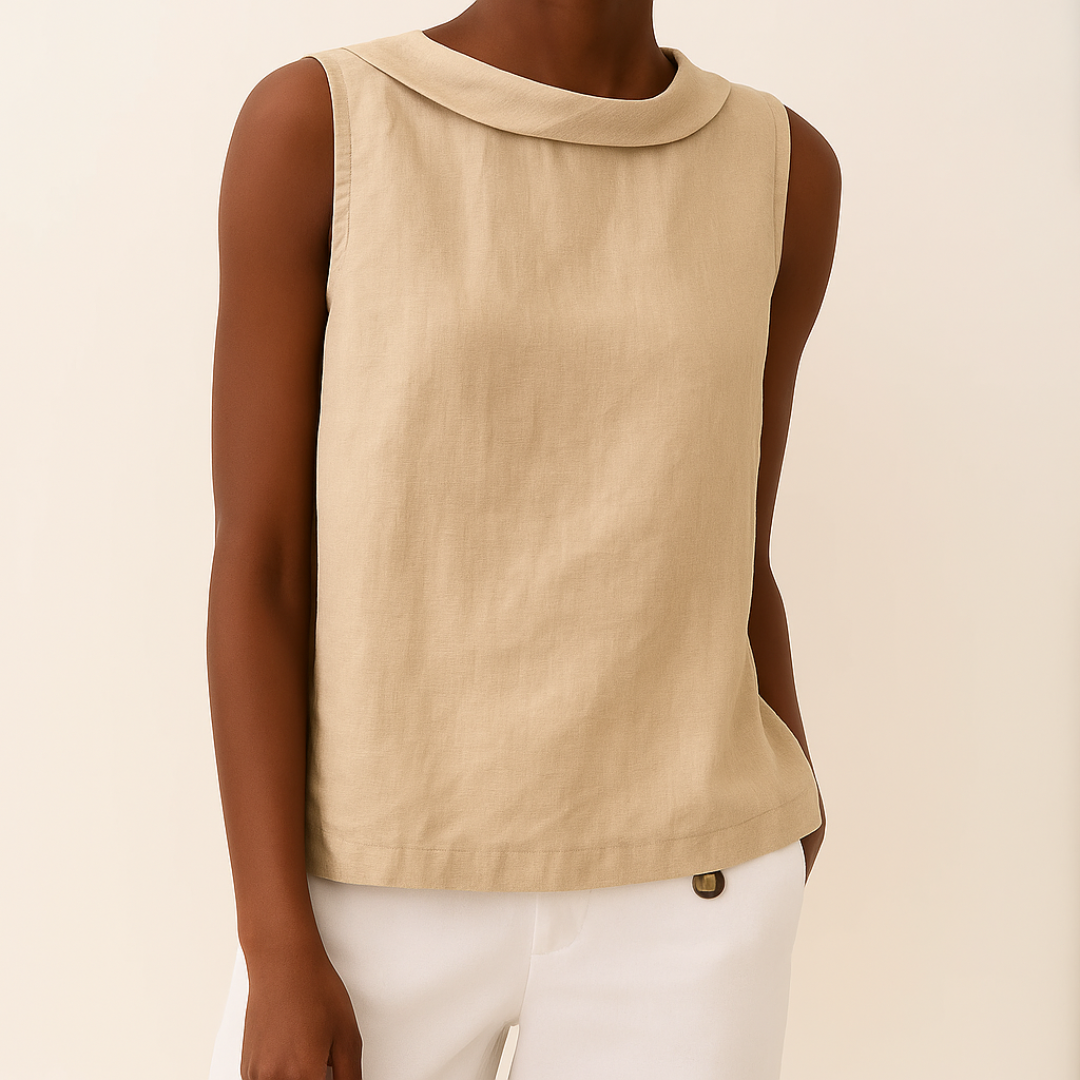 Ava – Sleeveless Roll Collar Top