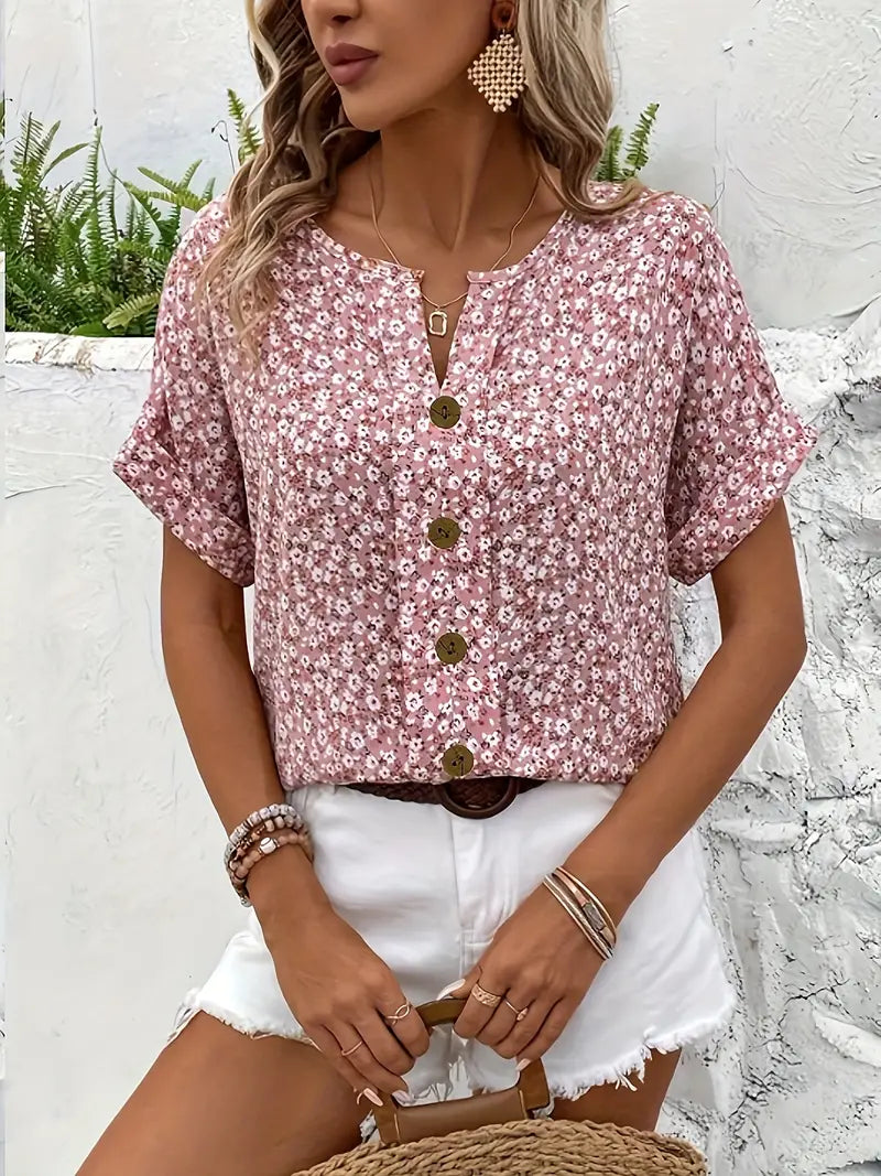 Tressa – Button-Front Floral Blouse