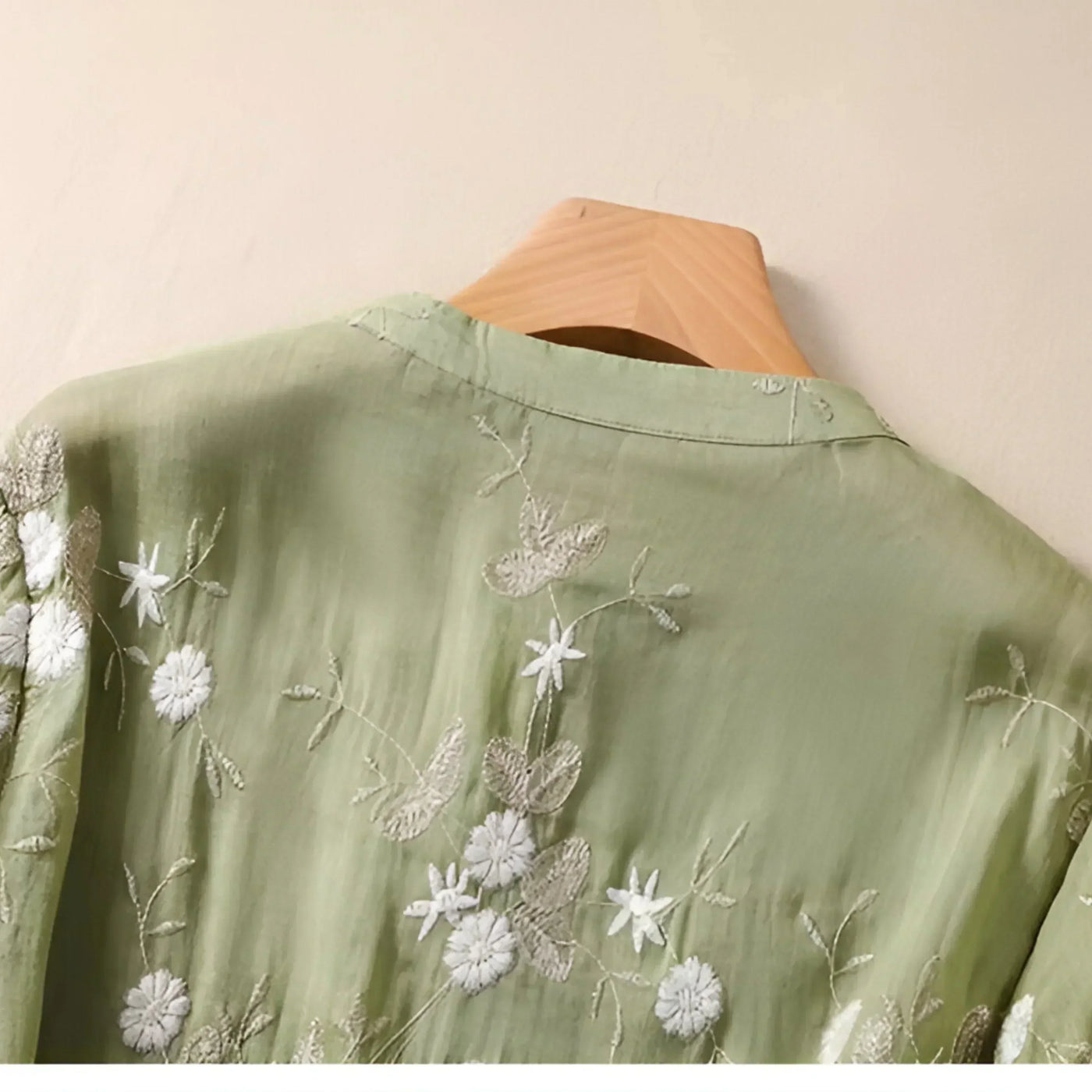Arisa – Embroidered Sheer Button Blouse