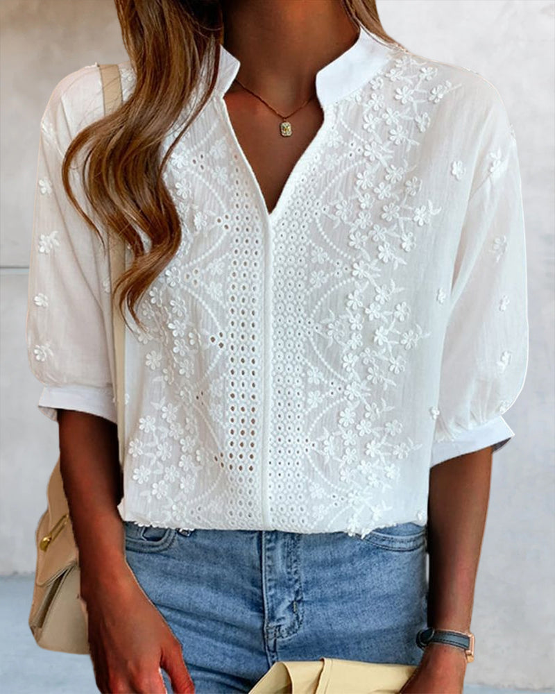 Nina | Elegant White Blouse with Puff Sleeves