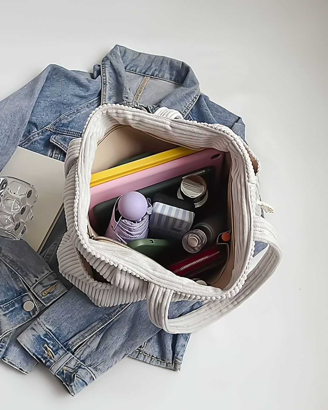 Liva – Ribbed tote bag with cord detail