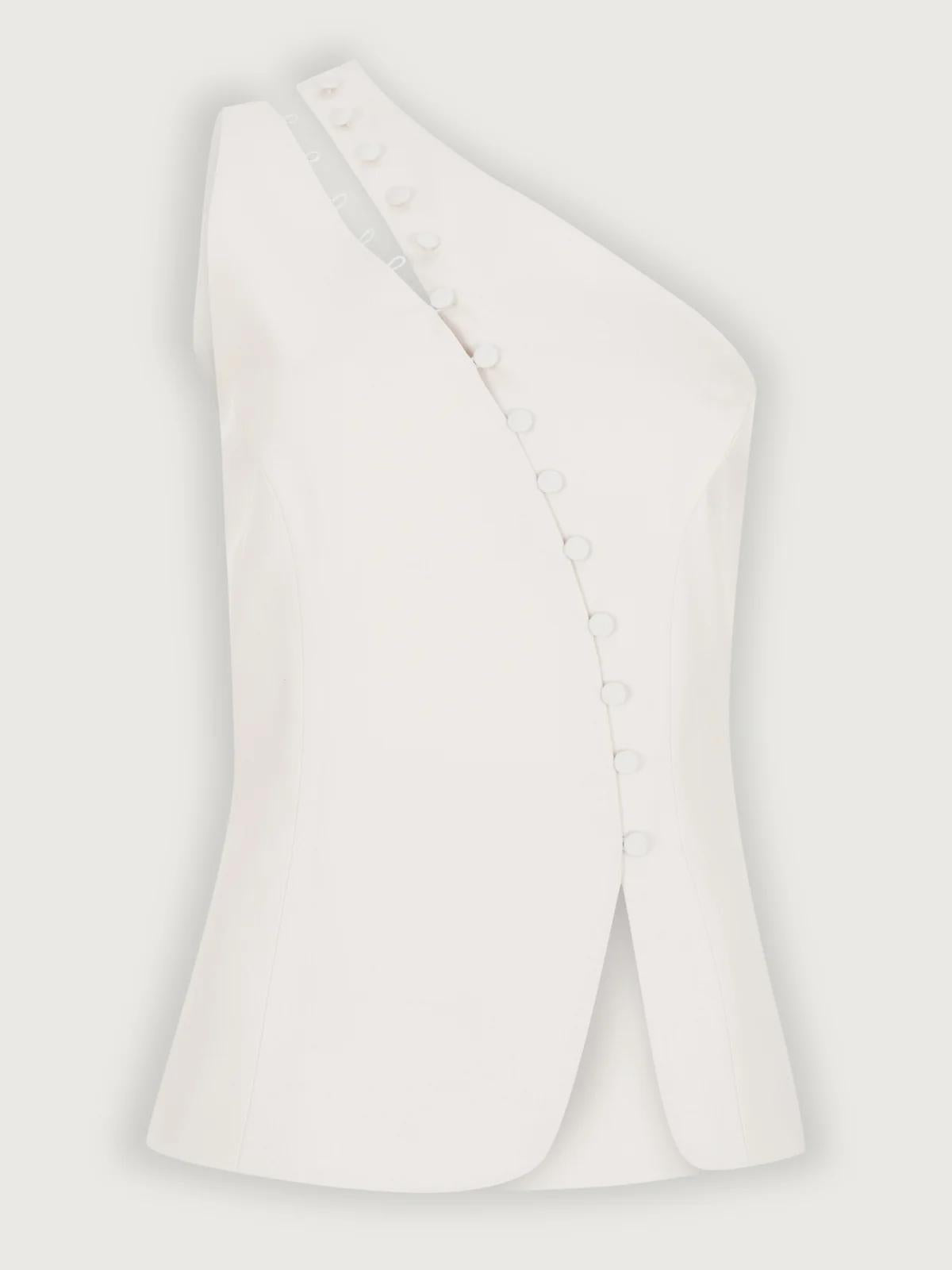 Ella™ One-Shoulder Button Detail Top