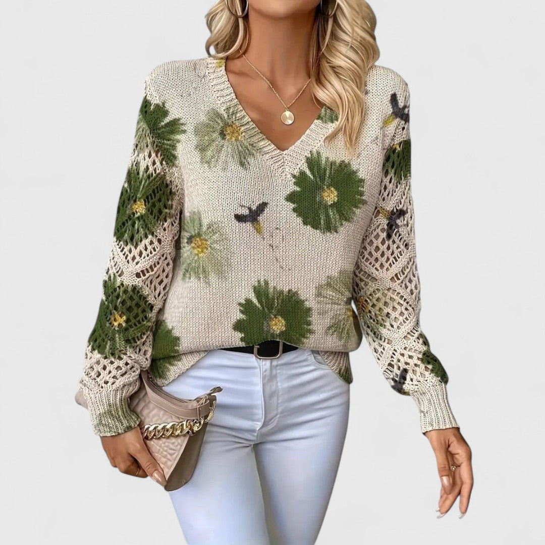 Ivy - Elegant sweater with floral pattern