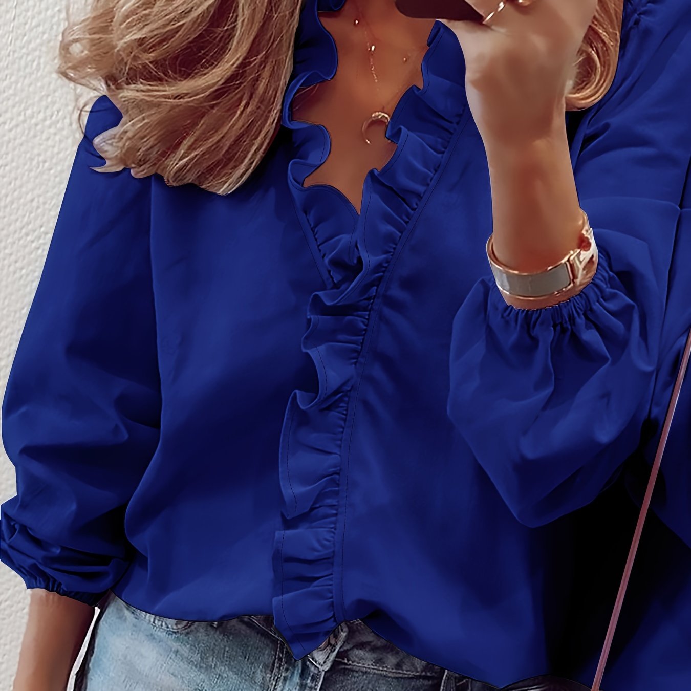 Angeline – Ruffled V-Neck Blouse