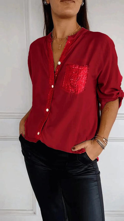 Althea – Sequined Pocket Blouse