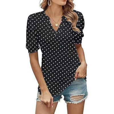 Brienne – Polka Dot V-Neck Blouse