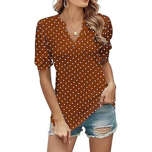 Brienne – Polka Dot V-Neck Blouse