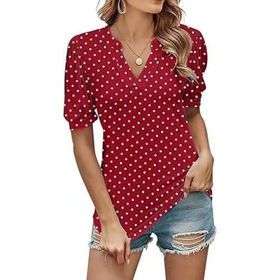 Brienne – Polka Dot V-Neck Blouse