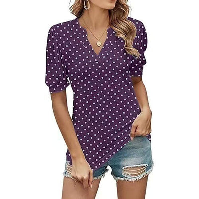Brienne – Polka Dot V-Neck Blouse