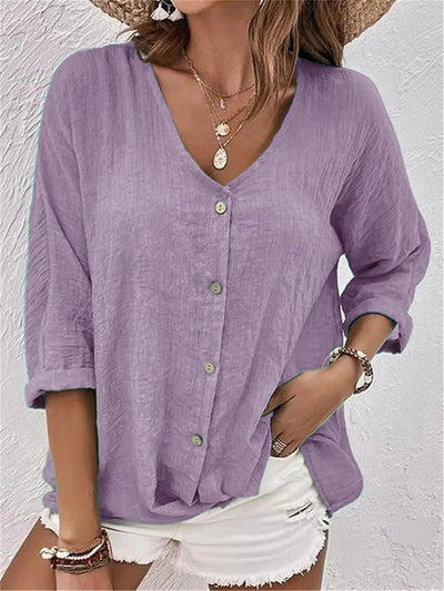 Marley – Lightweight V-Neck Button Top