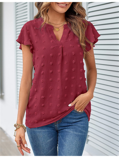 Leila | Chic Patchwork Blouse with Ruffled Accents