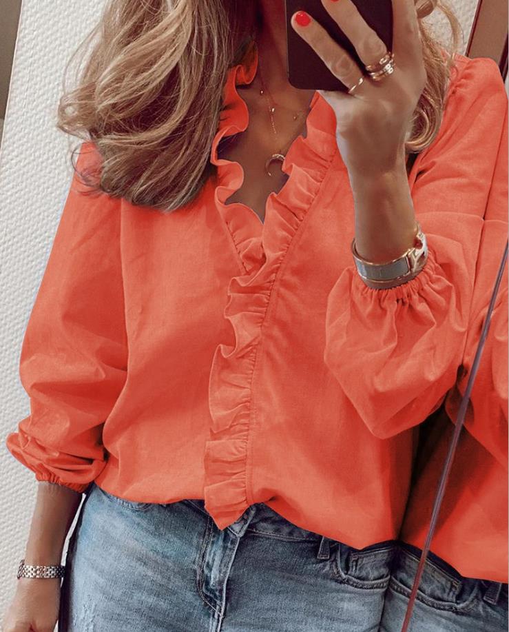 Fiona | Ruffled V-Neck Blouse